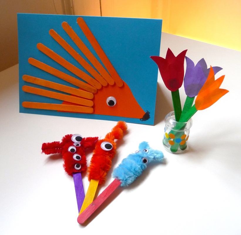 Lolly stick crafts: tulips, porcupines and monsters
